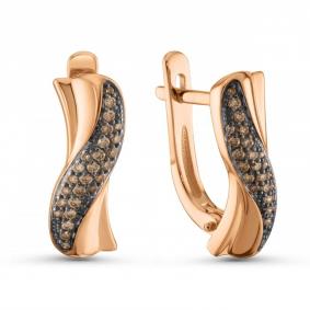 Золотые серьги ERA Jewellery 02-03253-01-034-01-05 с коньячным бриллиантом 02-03253-01-034-01-05 фото