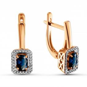 Золотые серьги ERA Jewellery 02-03351-01-009-07-01 с бриллиантом и сапфиром 02-03351-01-009-07-01 фото
