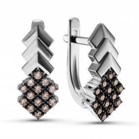 Серьги из белого золота ERA Jewellery 02-03406-03-034-07-04 с коньячным бриллиантом 02-03406-03-034-07-04 фото