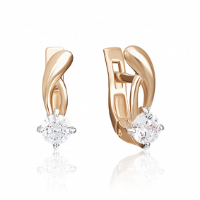 Золотые серьги Platina 02-0345-00-101-1110-30 с бриллиантом 02-0345-00-101-1110-30 фото