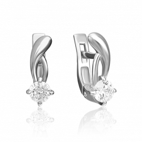 Серьги из белого золота Platina 02-0346-00-101-1120-30 с бриллиантом 02-0346-00-101-1120-30 фото