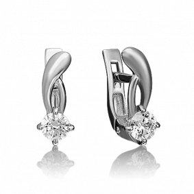 Серьги из белого золота Platina 02-0346-00-501-1120-38 с фианитом 02-0346-00-501-1120-38 фото