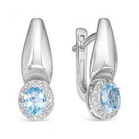 Серебряные серьги АЛЬКОР 02-0354/00ТБ-00 с топазом и фианитом 02-0354/00ТБ-00 фото