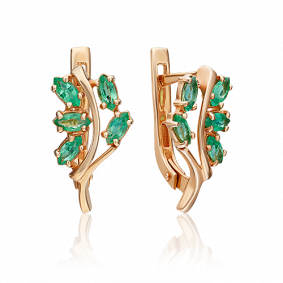 Золотые серьги Platina 02-0435-00-103-1110-30 с изумрудом 02-0435-00-103-1110-30 фото