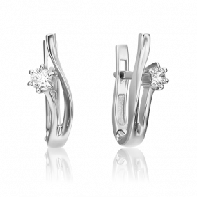 Серьги из белого золота Platina 02-0463-00-101-1120-30 с бриллиантом 02-0463-00-101-1120-30 фото