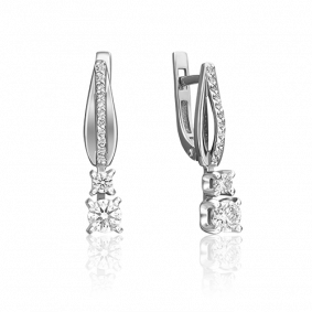Серьги из белого золота Platina 02-0471-00-101-1120-30 с бриллиантом 02-0471-00-101-1120-30 фото