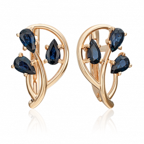 Золотые серьги Platina 02-0472-00-102-1110-30 с сапфиром 02-0472-00-102-1110-30 фото