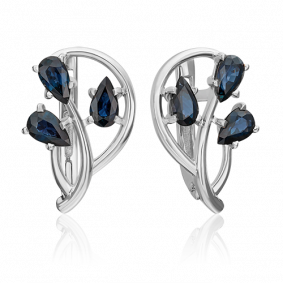 Серьги из белого золота Platina 02-0473-00-102-1120-30 с сапфиром 02-0473-00-102-1120-30 фото