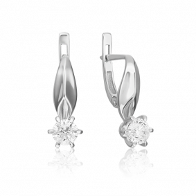 Серьги из белого золота Platina 02-0491-00-101-1120-30 с бриллиантом 02-0491-00-101-1120-30 фото