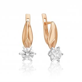 Серьги из комбинированного золота Platina 02-0494-00-501-1111-38 с фианитом 02-0494-00-501-1111-38 фото