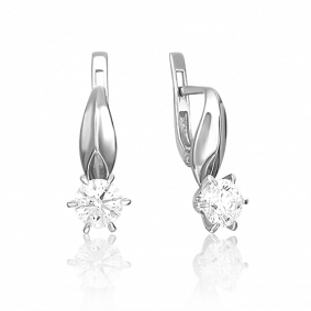 Серьги из белого золота Platina 02-0499-00-101-1120-30 с бриллиантом 02-0499-00-101-1120-30 фото