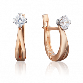 Серьги из комбинированного золота Platina 02-0506-00-501-1111-38 с фианитом 02-0506-00-501-1111-38 фото