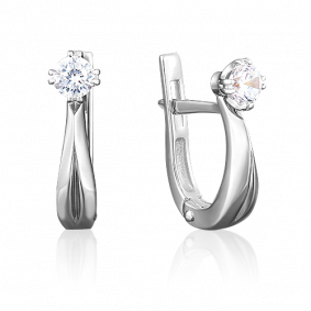 Серьги из белого золота Platina 02-0507-00-501-1120-38 с фианитом 02-0507-00-501-1120-38 фото