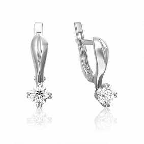 Серьги из белого золота Platina 02-0517-00-101-1120-30 с бриллиантом 02-0517-00-101-1120-30 фото
