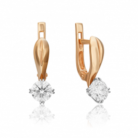 Серьги из комбинированного золота Platina 02-0520-00-101-1111-30 с бриллиантом 02-0520-00-101-1111-30 фото