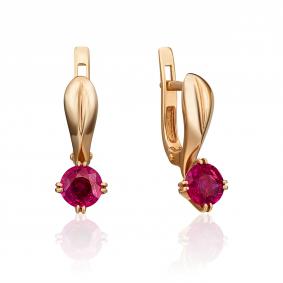 Золотые серьги Platina 02-0520-00-104-1110-30 с рубином 02-0520-00-104-1110-30 фото