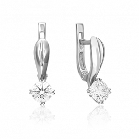 Серьги из белого золота Platina 02-0521-00-101-1120-30 с бриллиантом 02-0521-00-101-1120-30 фото