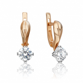 Серьги из комбинированного золота Platina 02-0524-00-501-1111-38 с фианитом 02-0524-00-501-1111-38 фото