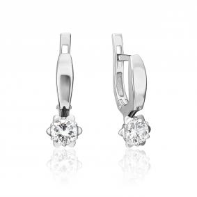 Серьги из белого золота Platina 02-0593-00-101-1120-30 с бриллиантом 02-0593-00-101-1120-30 фото
