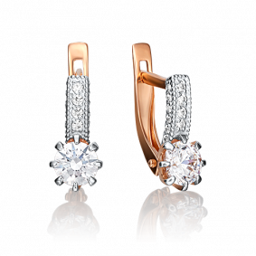 Золотые серьги Platina 02-0610-00-101-1110-30 с бриллиантом 02-0610-00-101-1110-30 фото