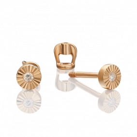 Золотые серьги Platina 02-0632-00-101-1110-30 с бриллиантом 02-0632-00-101-1110-30 фото