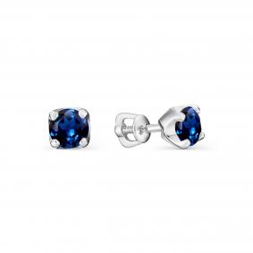 Серебряные серьги АЛЬКОР 02-0642/0ГТС-00 с гидротермальным сапфиром 02-0642/0ГТС-00 фото