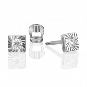 Серьги из белого золота Platina 02-0647-00-101-1120-30 с бриллиантом 02-0647-00-101-1120-30 фото