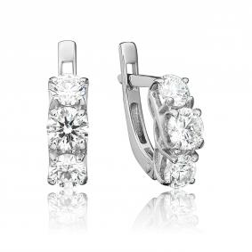 Серьги из белого золота Platina 02-0662-00-501-1120-38 с фианитом 02-0662-00-501-1120-38 фото