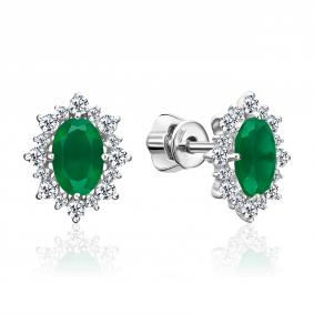 Серебряные серьги Platina 02-0705-00-275-0200 с фианитом и халцедоном 02-0705-00-275-0200 фото