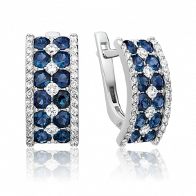 Серьги из белого золота Platina 02-0734-00-105-1120-30 с бриллиантом и сапфиром 02-0734-00-105-1120-30 фото