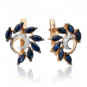 Золотые серьги Platina 02-0765-00-105-1110-30 с бриллиантом и сапфиром 02-0765-00-105-1110-30 фото
