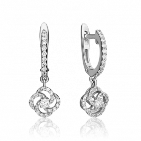 Серьги из белого золота Platina 02-0835-00-101-1120-30 с бриллиантом 02-0835-00-101-1120-30 фото