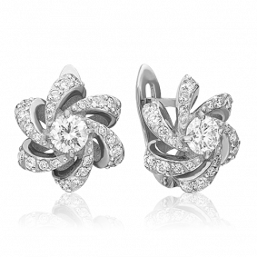 Серьги из белого золота Platina 02-0837-00-101-1120-30 с бриллиантом 02-0837-00-101-1120-30 фото