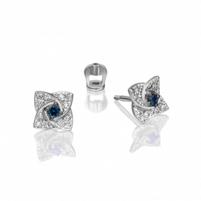 Серьги из белого золота Platina 02-0845-00-105-1120-30 с бриллиантом и сапфиром 02-0845-00-105-1120-30 фото