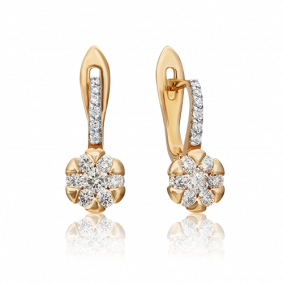 Золотые серьги Platina 02-0872-00-101-1110-30 с бриллиантом 02-0872-00-101-1110-30 фото