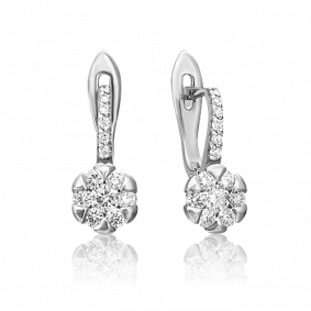 Серьги из белого золота Platina 02-0872-00-101-1120-30 с бриллиантом 02-0872-00-101-1120-30 фото