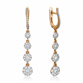 Золотые серьги Platina 02-0880-00-101-1110-30 с бриллиантом 02-0880-00-101-1110-30 фото