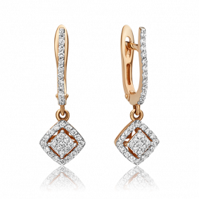 Золотые серьги Platina 02-0917-00-101-1110-30 с бриллиантом 02-0917-00-101-1110-30 фото