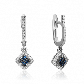 Золотые серьги Platina 02-0917-00-105-1120-30 с бриллиантом и сапфиром 02-0917-00-105-1120-30 фото