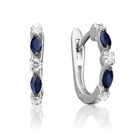 Серьги из белого золота Platina 02-0929-00-105-1120-30 с бриллиантом и сапфиром 02-0929-00-105-1120-30 фото