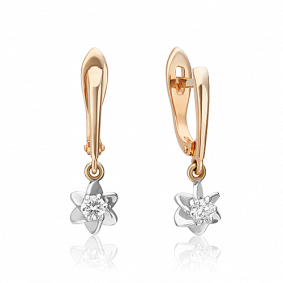 Серьги из комбинированного золота Platina 02-0934-00-101-1111-30 с бриллиантом 02-0934-00-101-1111-30 фото