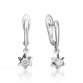 Серьги из белого золота Platina 02-0934-00-101-1120-30 с бриллиантом 02-0934-00-101-1120-30 фото