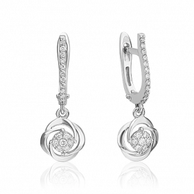 Серьги из белого золота Platina 02-0938-00-101-1120-30 с бриллиантом 02-0938-00-101-1120-30 фото