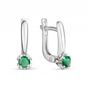 Серебряные серьги АЛЬКОР 02-1073/000И-00 с изумрудом 02-1073/000И-00 фото