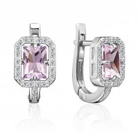 Серебряные серьги Platina 02-1391-00-209-0200 с фианитом и аметистом 02-1391-00-209-0200 фото