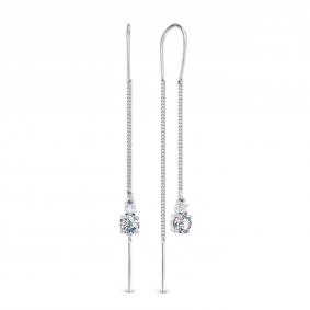 Серебряные серьги АЛЬКОР 02-1449/00КЦ-00 с фианитом 02-1449/00КЦ-00 фото