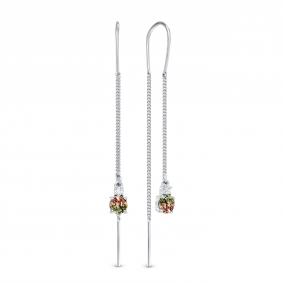 Серебряные серьги АЛЬКОР 02-1449/00СТ-00 с фианитом и султанитом 02-1449/00СТ-00 фото