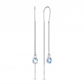 Серебряные серьги АЛЬКОР 02-1449/00ТБ-00 с топазом и фианитом 02-1449/00ТБ-00 фото