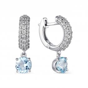 Серебряные серьги АЛЬКОР 02-1664/00ТБ-00 с топазом и фианитом 02-1664/00ТБ-00 фото