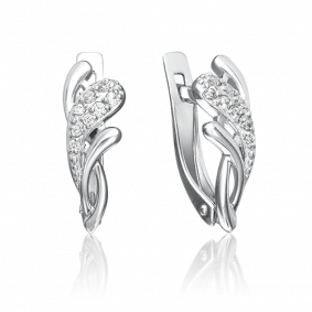 Серьги из белого золота Platina 02-1679-00-401-1120-03 с фианитом 02-1679-00-401-1120-03 фото